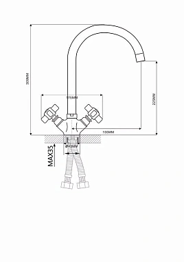 Смеситель для кухни Maxonor MN4118 поворотный излив хром