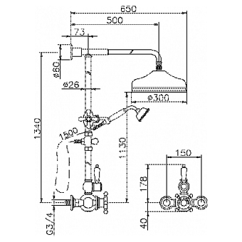Душевая система Huber Victorian 590.VN32H.CR хром