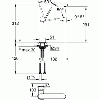 Смеситель для раковины GROHE Plus 32618003 хром