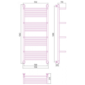 Полотенцесушитель СУНЕРЖА Богема+ с 4 полкам 30-0224-1250 белый матовый