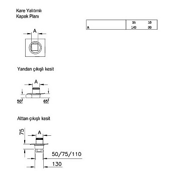 Душевой трап VITRA 59980109000 13х13см вертикальный сток