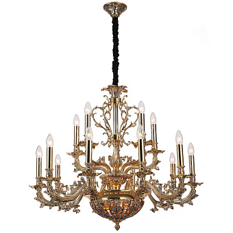 Люстра подвесная Lucia Tucci FIRENZE 1780.15.3 antique gold 720Вт 18 лампочек E14