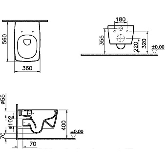 Унитаз подвесной VITRA Metropole 7672B003-0075 безободковый без микролифта