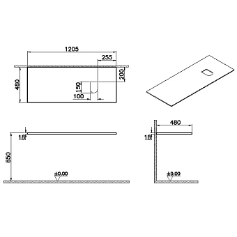 Столешница VITRA Origin 65928 МДФ 48х120,5см тёмный вяз