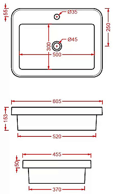 Раковина встраиваемая сверху ArtCeram FUORI SCALA TFL034 01 00 60,5х45,5см