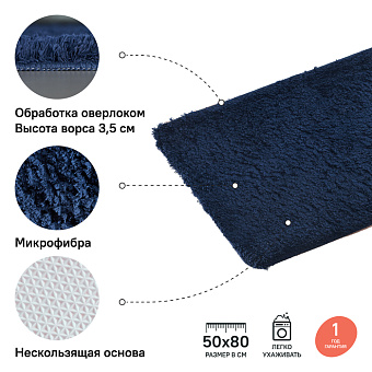 Коврик для ванной IDDIS Décor D17M580i12 50х80см синий