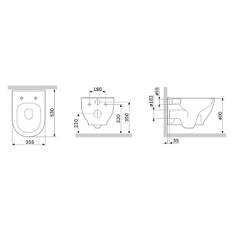 Унитаз подвесной AM-PM Like C801701SC безободковый с микролифтом