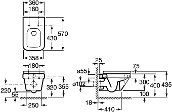 Унитаз подвесной ROCA Dama-N 7.3467.8.700.0 ободковый с микролифтом