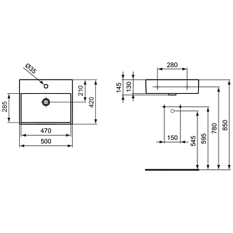 Раковина накладная IDEAL STANDARD Strada K077701 50х42см