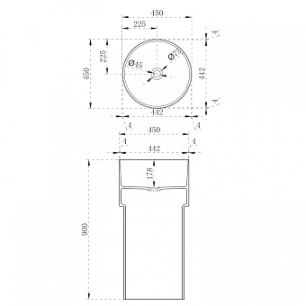 Раковина напольная Abber KRISTALL AT2701Rubin 45х45см