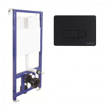 Комплект для установки подвесного унитаза BERGES NOVUM D5 с панелью смыва soft touch чёрная