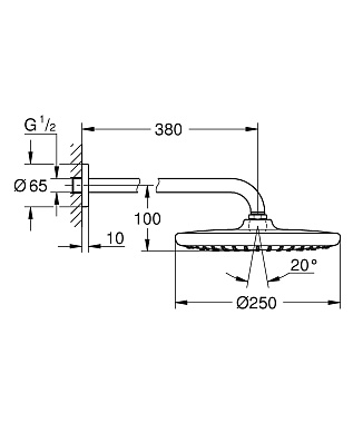 Верхний душ GROHE Tempesta 250 26668000 хром