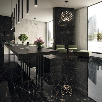 Неполированный керамогранит Atlas Concord Италия Marvel Dream AOR7 Black Atlantis Matt 75х75см 1,125кв.м.