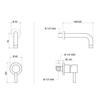 Смеситель для раковины Bongio T Mix 32538OR22PREU золотой