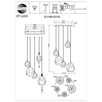 Люстра подвесная ST Luce IDESIA SL1188.303.05 200Вт 5 лампочек E14/E27