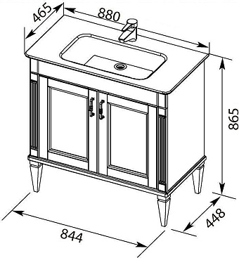 Тумба под раковину напольная AQUANET Селена 201649 45х84,4х86,5см