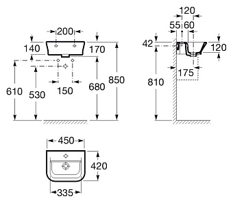 Раковина подвесная ROCA Gap 7.3274.7.700.0 45х42см