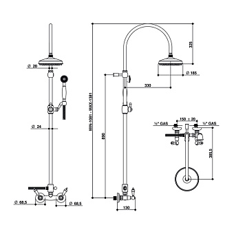 Душевая система Bongio Capri 17537OR0D золотой