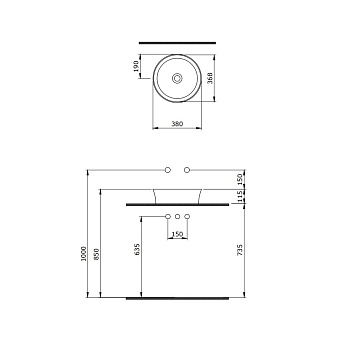 Раковина накладная BERGES Ego SL 181711 38,2х38,2см