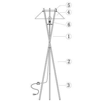 Торшер на треноге Maytoni Bastone MOD006FL-01B 40Вт E27