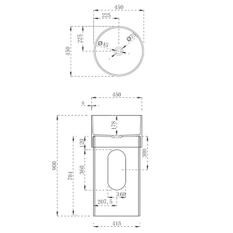 Раковина напольная Abber Kristall AT2701White-Aquamarin-H 45х45см