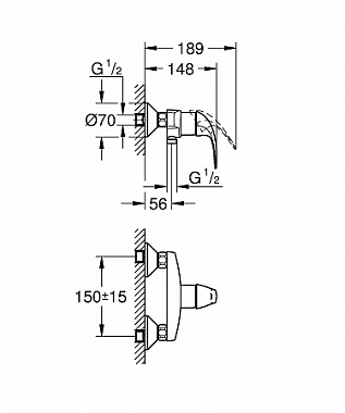 Смеситель для душа GROHE BauCurve 23631000 хром