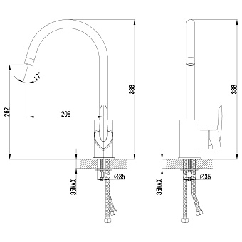 Смеситель для кухни LEMARK Mars LM3505C поворотный излив хром
