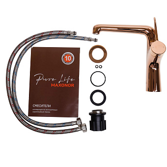 Смеситель для раковины Maxonor PL1094-16 золотой