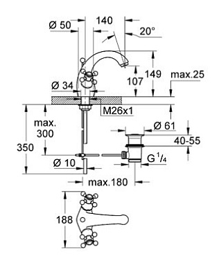 Смеситель для раковины GROHE Sinfonia 21012000 хром
