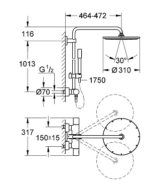 Душевая система GROHE Rainshower System 310 27966000 хром