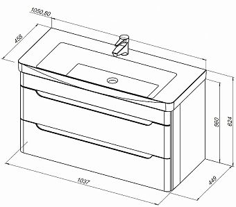 Тумба под раковину подвесная AQUANET София 274116 45х103,7х56см