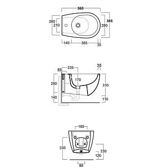 Биде подвесное SIMAS Vignoni VI19 nero matt*1