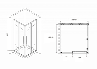 Угловое ограждение Abber Schwarzer Diamant AG02100H 195х100см стекло прозрачное