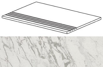 Плитка для ступеней Atlas Concord Италия Marvel Pro ADW5 Statuario Select Gradino 60х30см 1,08кв.м. матовая