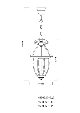 Светильник подвесной Arte Lamp RIMINI A6509SP-3CC 60Вт E14
