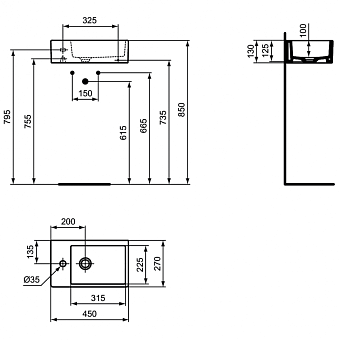 Раковина накладная IDEAL STANDARD STRADA K081701 45х27см