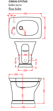 Биде напольное ArtCeram Civitas CIB002 01 00