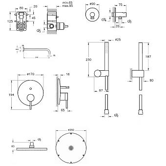 Душевая система VITRA Origin A4926636EXP чёрный