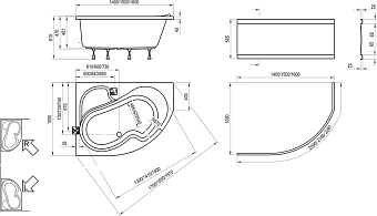 Ванна акриловая RAVAK ROSA CV01000000 140х105см угловая