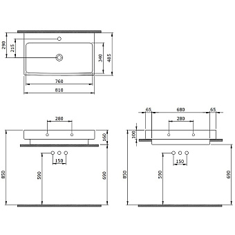 Раковина встраиваемая сверху BERGES Strati 182007 81х48,5см