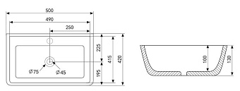 Раковина накладная Abber RECHTECK AC2203 50х42см