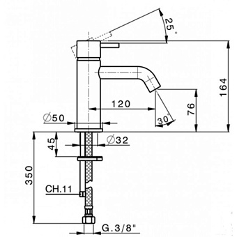 Смеситель для раковины Cisal Less New LN0005402F никель