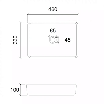 Раковина накладная Abber GLAS AK2312 46х33см