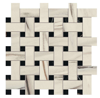 Керамическая мозаика Atlas Concord Италия Marvel Dream AOVJ Bianco Fantastico Basket Weave Matt 30,5х30,5см 0,558кв.м.