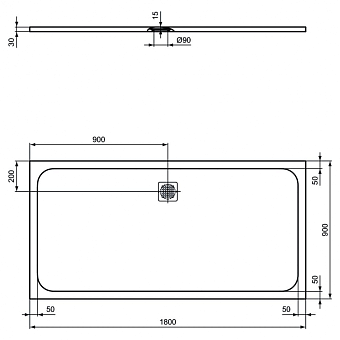 Душевой поддон IDEAL STANDARD ULTRAFLAT S K8306FV 90х180см