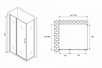 Угловое ограждение Abber Sonnenstrand AG04140S-S85 195х85см стекло прозрачное