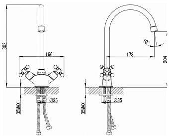 Смеситель для кухни MILARDO Cadiss CADSB00M05 поворотный излив хром глянец