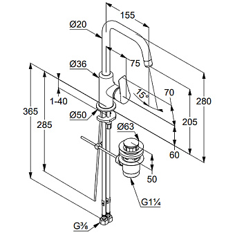 Смеситель для раковины KLUDI Pure Solid 340250575 хром