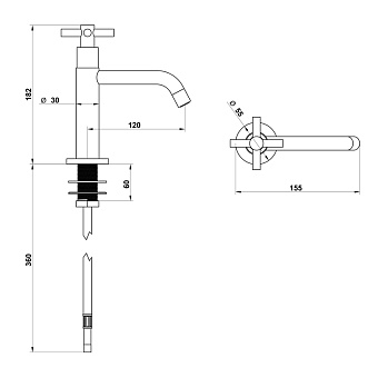 Смеситель для кухни Bongio T Cross 30499CR00 фиксированный излив хром
