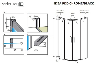 Комплект боковых стенок для душевого угла RADAWAY Idea 387152-01-01 200,5х80см стекло прозрачное